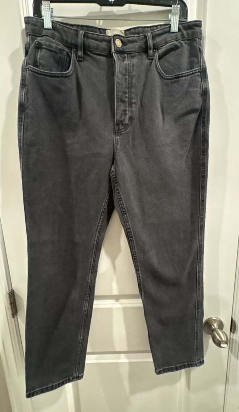 Sézane Denim Black High-Rise Straight Leg Jeans Size 42